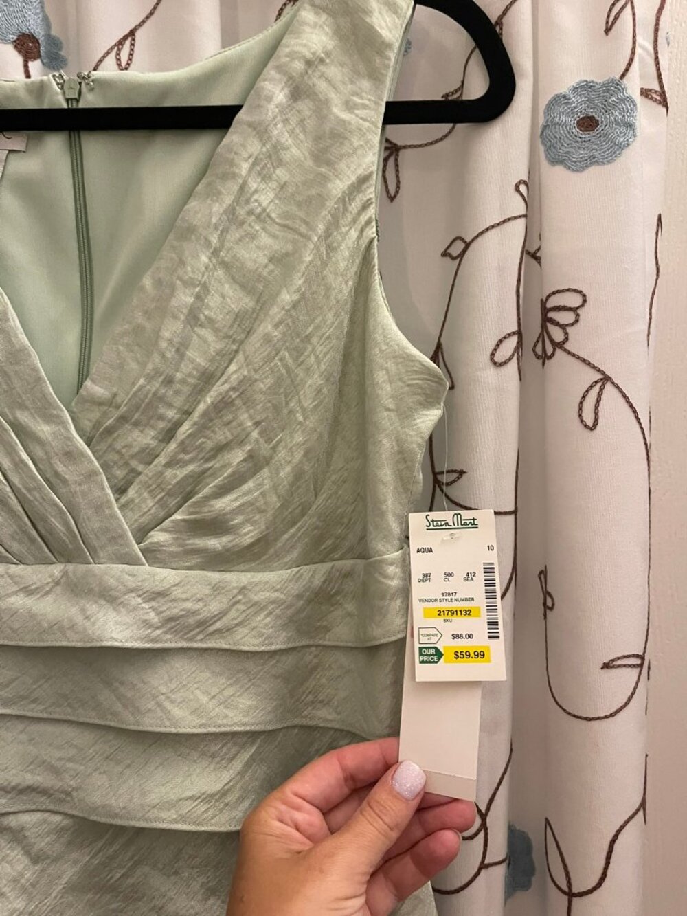 NWT Maggy L SZ 10 Sage Green Tiered Ruffle Cocktail Dress - Picture 8 of 10